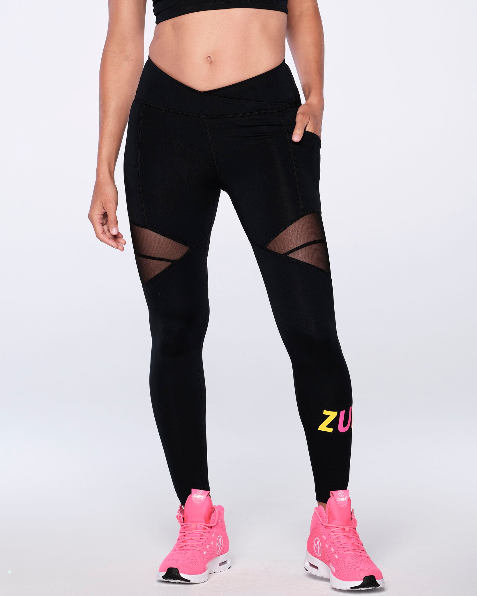 Zumba Now High Waisted Ankle Leggings ~ Bold Black ~ XS S M ~ New! Free  Ship!