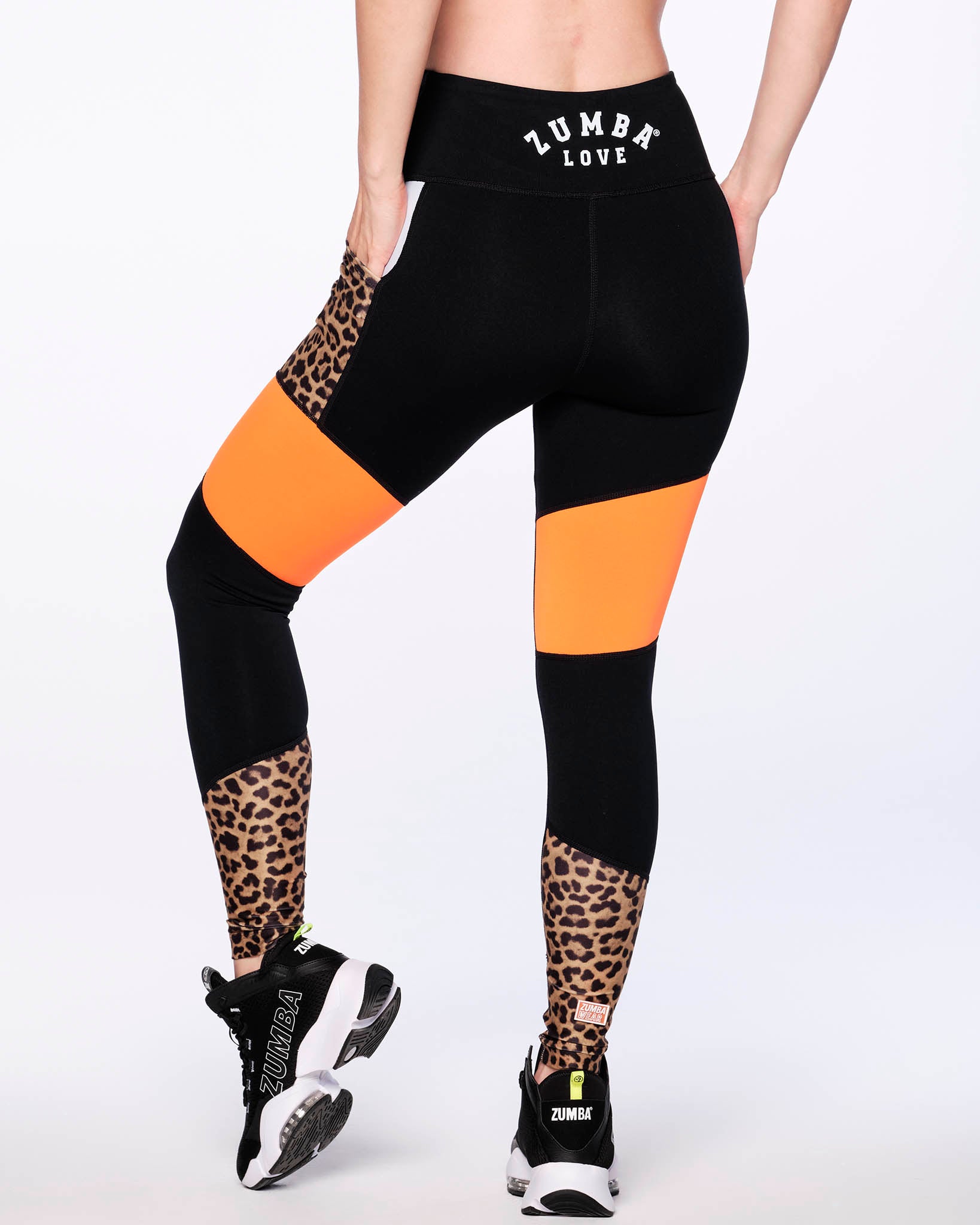 Zumba Femme Soft Wide Waistband Workout Compression Print Gym Leggings  Women Leggings, Bold Black Bleu, L