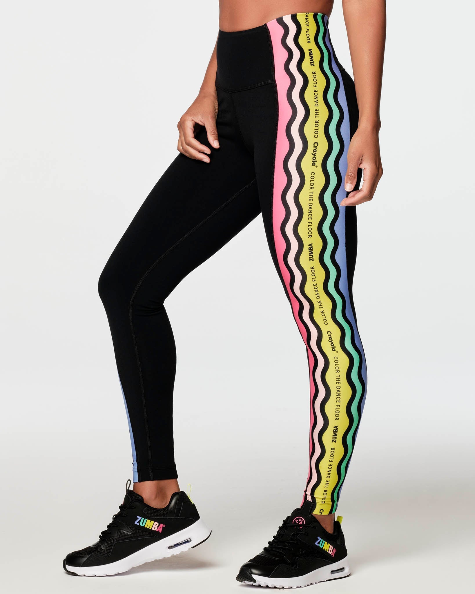Zumba Glow With The Flow High Waisted Ankle Leggings - Black